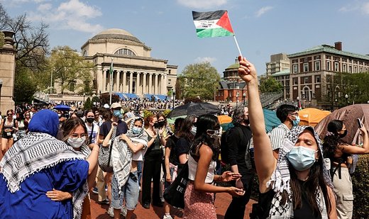 Pro-Palestinian students at Columbia University set up tents