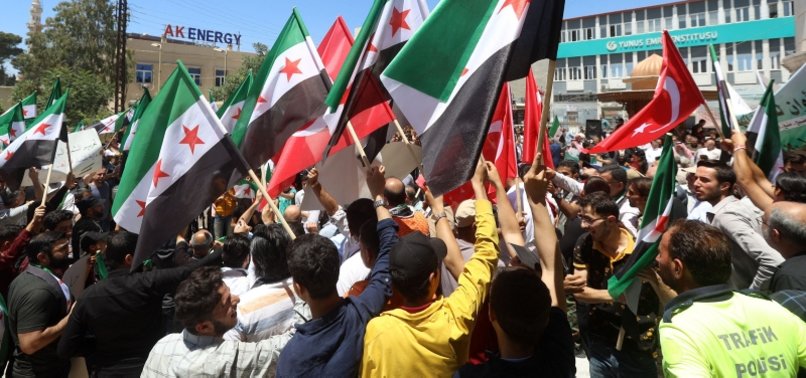 PEOPLE PROTEST AGAINST ASSAD REGIME, YPG/PKK TERROR GROUP IN NORTHERN SYRIA