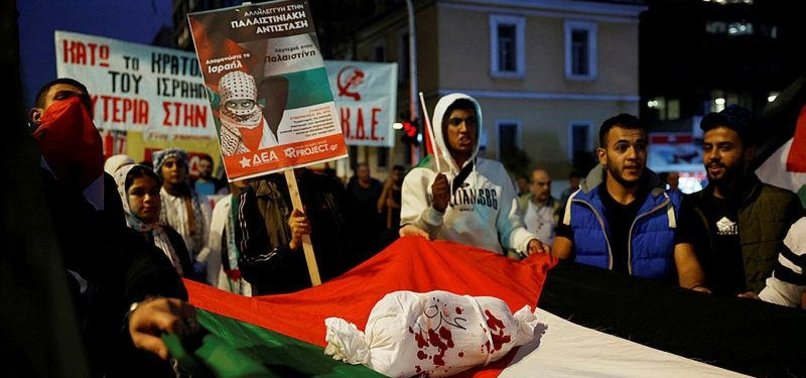 THOUSANDS DEMAND HALT TO GAZA MASSACRE IN ATHENS PROTEST