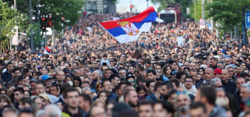 THOUSANDS STAGE ANTI-GOVERNMENT PROTEST IN SERBIAN CAPITAL AFTER MASS SHOOTINGS