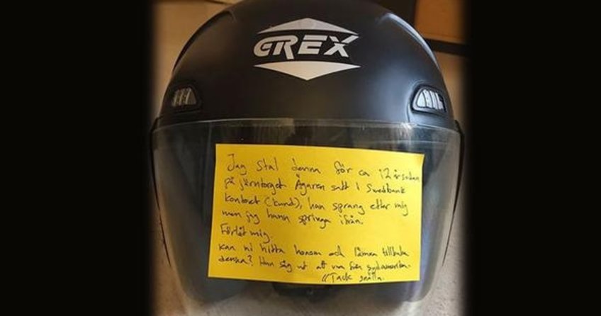 Kask hırsızı 12 yıl sonra pişman oldu