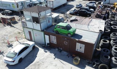 Parked friend's borrowed car on container to prevent theft