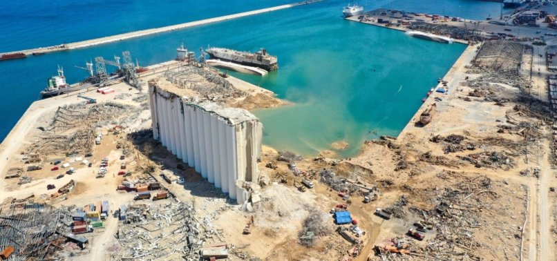 NORTHERN PART OF DAMAGED BEIRUT GRAIN SILOS COLLAPSES