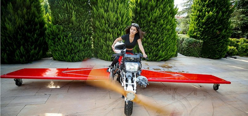 TURKISH INVENTOR READY TO TAKEOFF WITH HOMEMADE FLYING MOTORBIKE