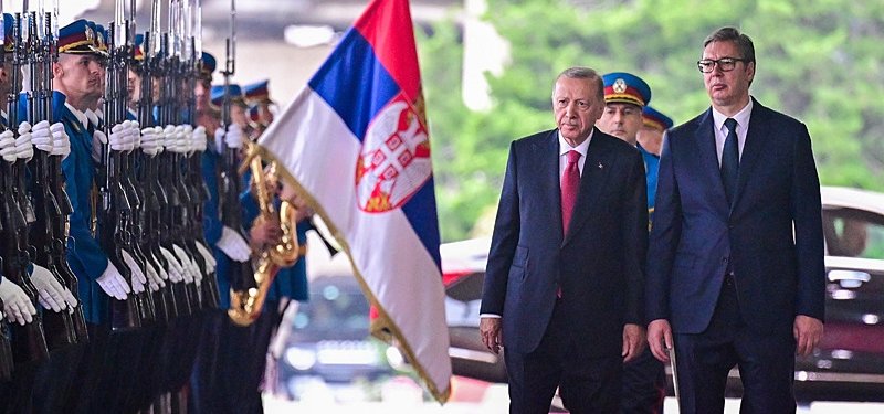 Turkish president welcomed by his Serbian counterpart with official ceremony in Belgrade