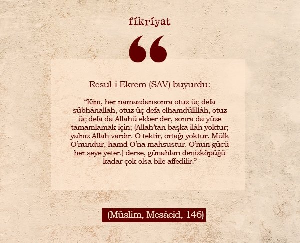 Namaz sonrası tesbihat