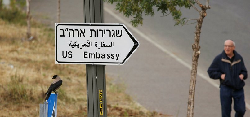 UNITED STATES EMBASSY ROAD SIGNS GO UP IN JERUSALEM