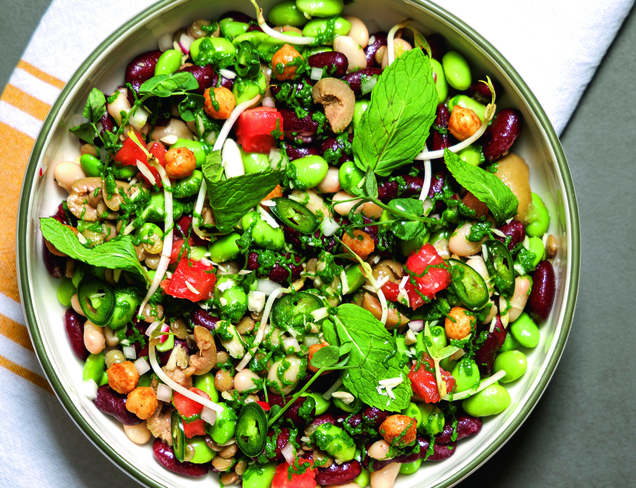 Pesto Soslu Bakliyat Salatası