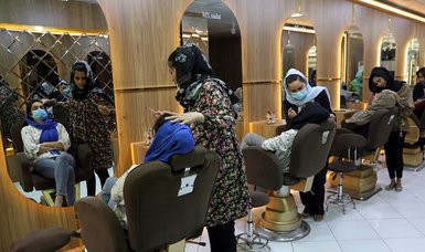 Female beauticians in Kabul protest against Taliban ban
