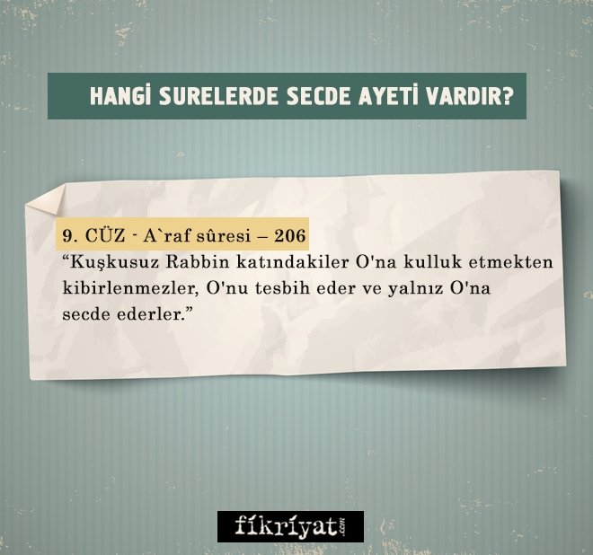 HANGİ SURELERDE SECDE AYETİ VARDIR?