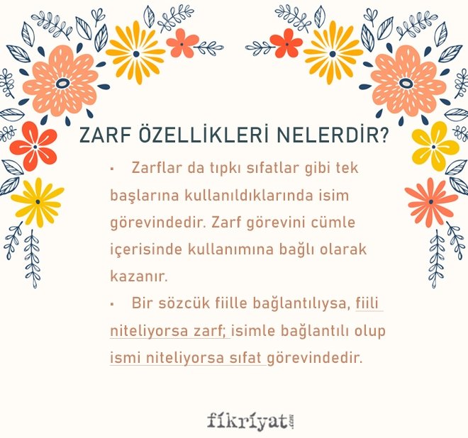 ZARF ÖZELLİKLERİ NELERDİR?