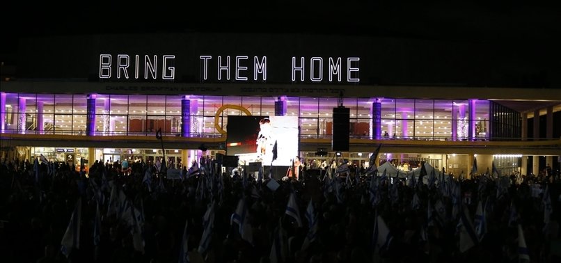 FAMILIES OF ISRAELI HOSTAGES DEMONSTRATE IN TEL AVIV FOR SWAP DEAL WITH HAMAS