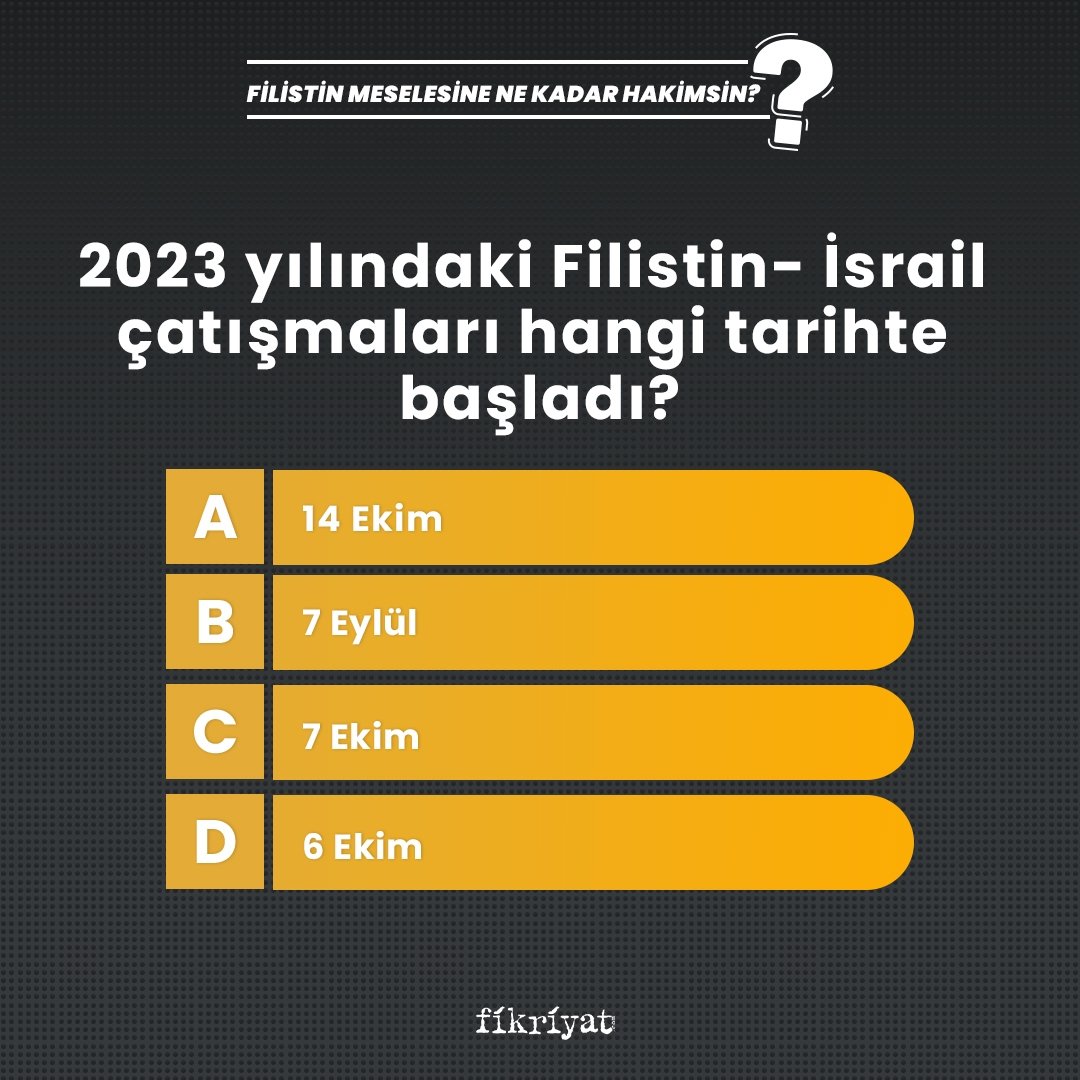2023 yılındaki Filistin- İsrail çatışmaları hangi tarihte başladı?