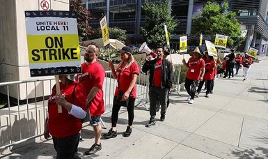 Los Angeles hotel workers stage strike demanding better wages and housing
