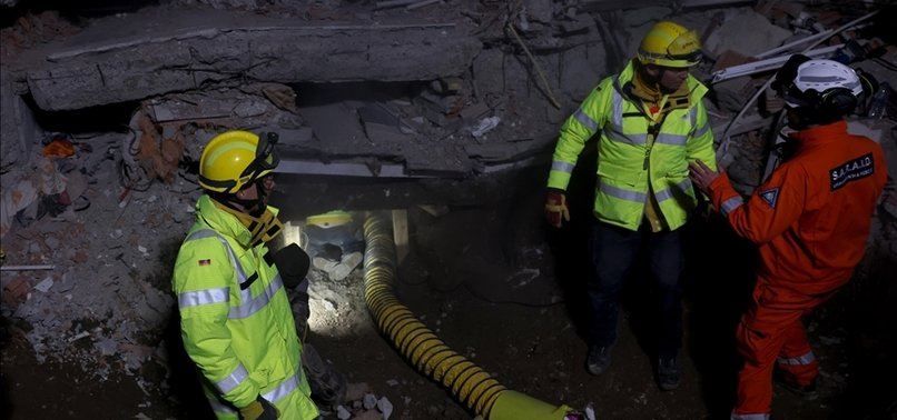 RESCUE WORKERS FROM THE UK ASSISTING WITH SEARCH OPERATIONS IN EARTHQUAKE-AFFECTED AREAS