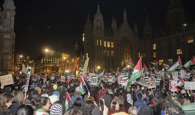 Sit-in protest held at UK Parliament, calling for permanent cease-fire in Gaza