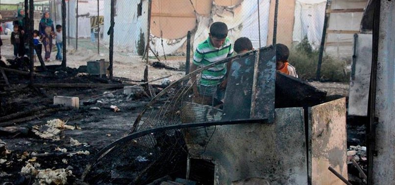 FIRE HITS SYRIAN REFUGEE CAMP IN LEBANON