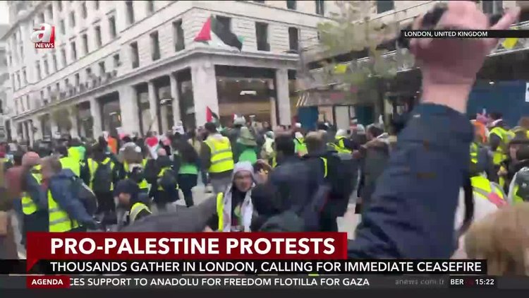 Thousands gather in London calling for immediate ceasefire