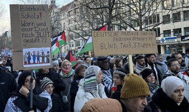 Pro-Palestine protesters gather in German capital Berlin to condemn Israeli massacres in Gaza