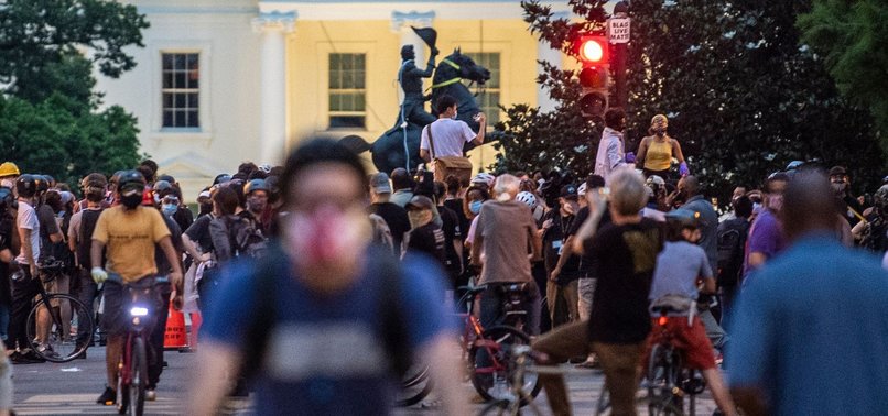 PROTESTERS TRY TO BRING DOWN ANDREW JACKSON STATUE NEAR WHITE HOUSE