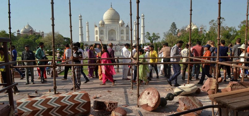 TAJ MAHAL TURRETS DAMAGED IN STORM