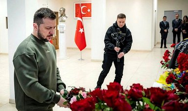 Zelensky visits Turkish Embassy in Kyiv to offer condolences over earthquake