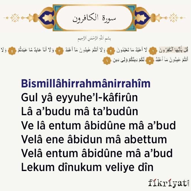 kafirun suresinin turkce okunusu ve anlami kulya eyyuhel kafirun suresi dinle galeri fikriyat gazetesi