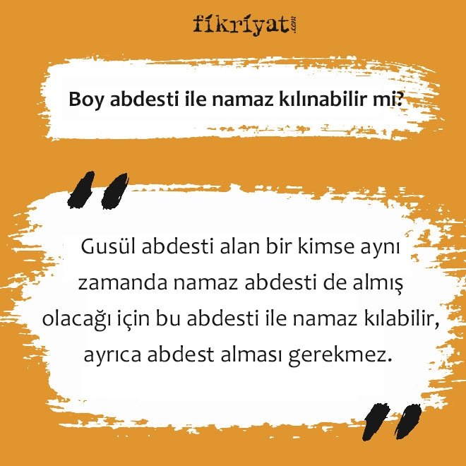 Boy abdesti ile namaz kılınabilir mi?