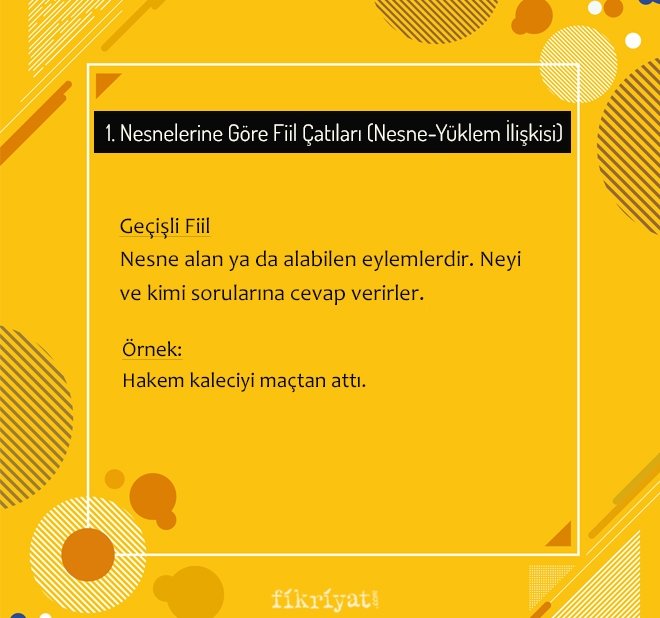 NESNELERİNE GÖRE FİİL ÇATILARI