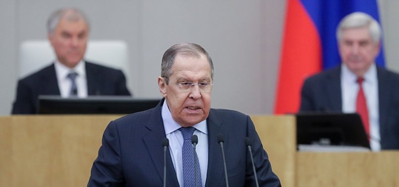 RUSSIAN FOREIGN MINISTER LAUGHS AT QUESTION ON MACRONS TROOP DEPLOYMENT REMARKS ON UKRAINE