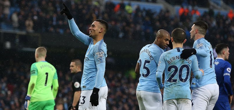 MANCHESTER CITY BACK ON TOP AS JESUS DOUBLE SINKS EVERTON
