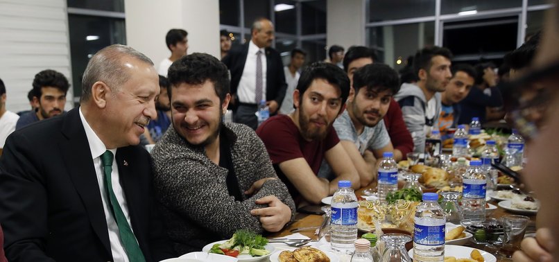 TURKEYS ERDOĞAN JOINS YOUTH FOR PRE-DAWN MEAL AT DORMITORY