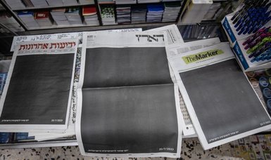 Israeli newspapers protest judicial reform with black front pages