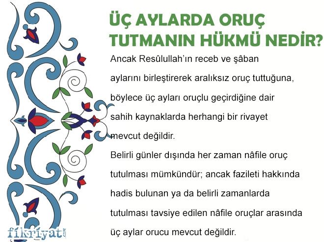 ÜÇ AYLARDA ORUÇ TUTMANIN HÜKMÜ NEDİR?
