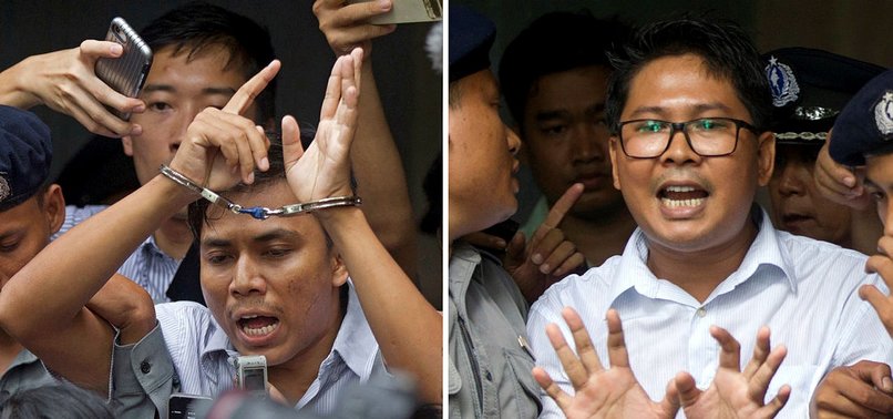 MYANMAR COURT SENTENCES REUTERS REPORTERS TO 7 YEARS IN JAIL