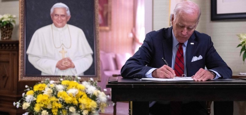 BIDEN SIGNS CONDOLENCE BOOK FOR EX-POPE BENEDICT XVI