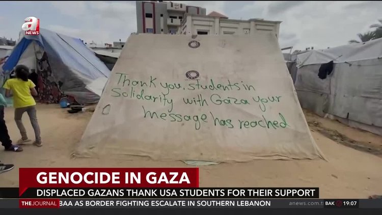 Displaced Gazans thank American students for their support to Palestinians