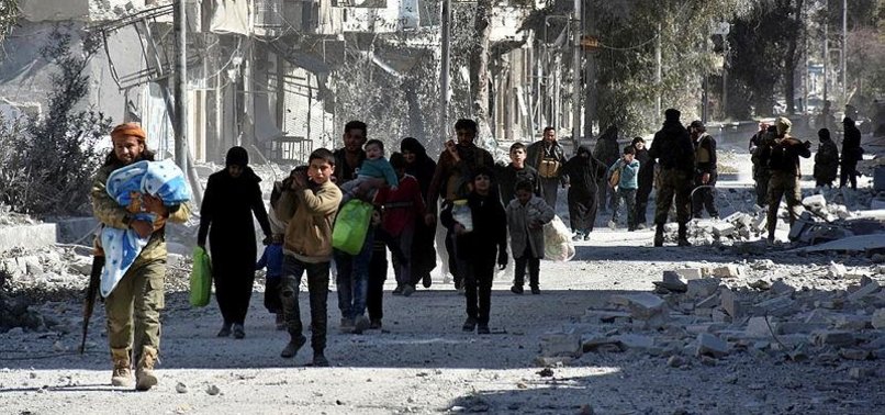 22ND CONVOY FROM SYRIAS DOUMA ARRIVES IN AL-BAB