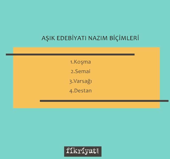 AŞIK EDEBİYATI NAZIM BİÇİMLERİ