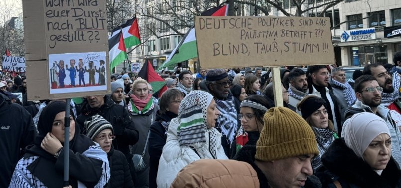 PRO-PALESTINE PROTESTERS GATHER IN GERMAN CAPITAL BERLIN TO CONDEMN ISRAELI MASSACRES IN GAZA