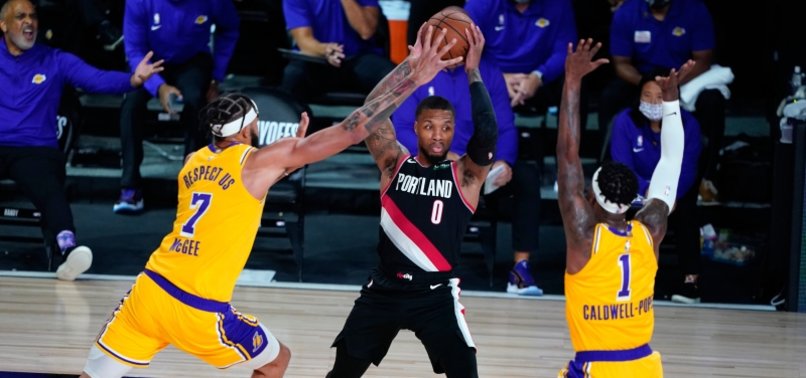 LILLARD SCORES 34 AND BLAZERS BEAT LAKERS 100-93 IN GAME 1
