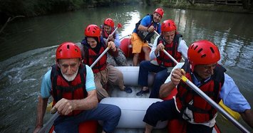 Older people in Düzce have fun with river rafting