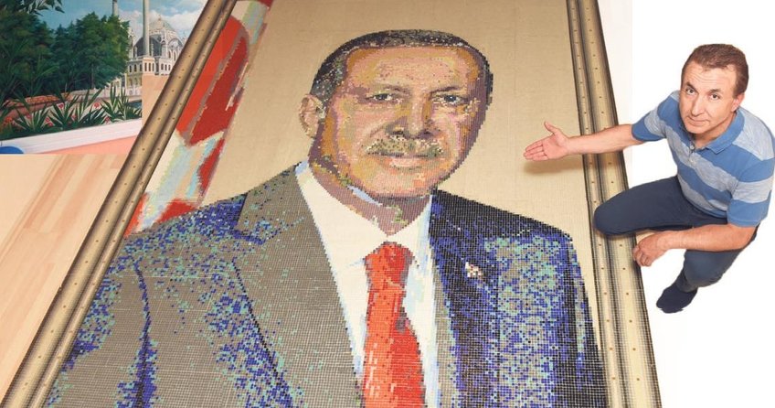 85 bin taşla Erdoğan portresi