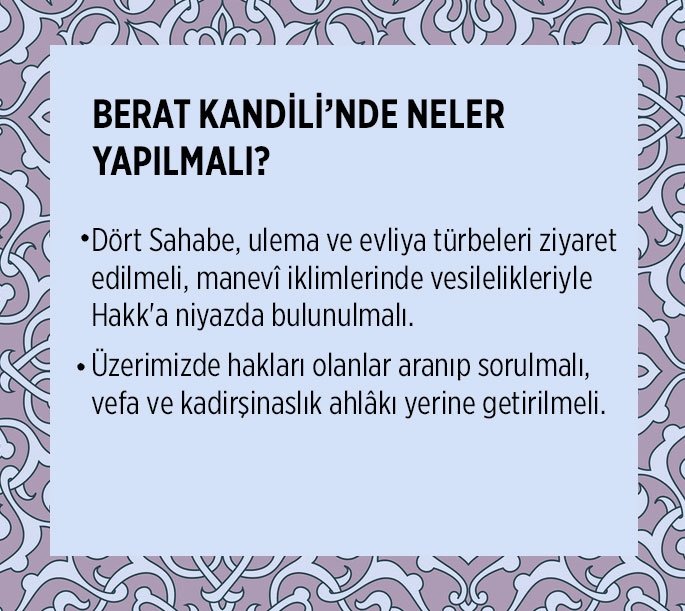 BERAT KANDİLİ'NDE NELER YAPILMALI?