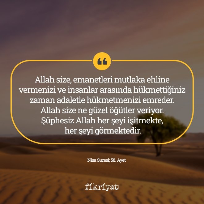 Nisa Suresi; 58. Ayet