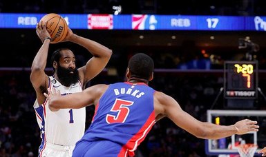 Harden's triple-double leads 76ers to easy win over Pistons