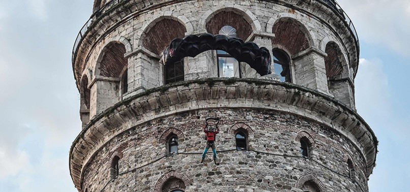 TURKISH BASE JUMPER JUMPS FROM ISTANBULS GALATA TOWER