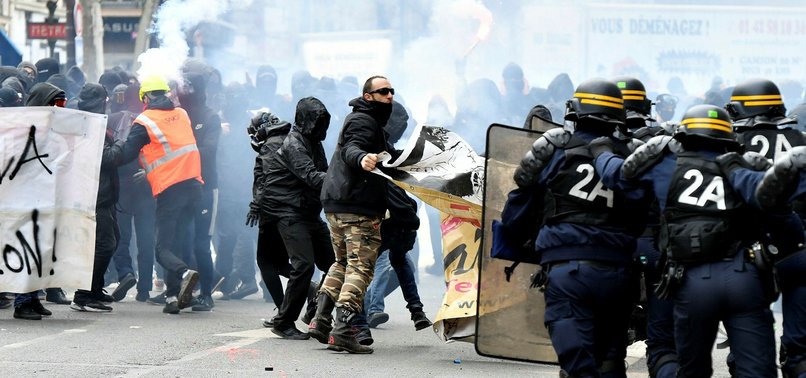 PROTESTS AGAINST MACRONS REFORM DRIVE HIT PARIS STREETS