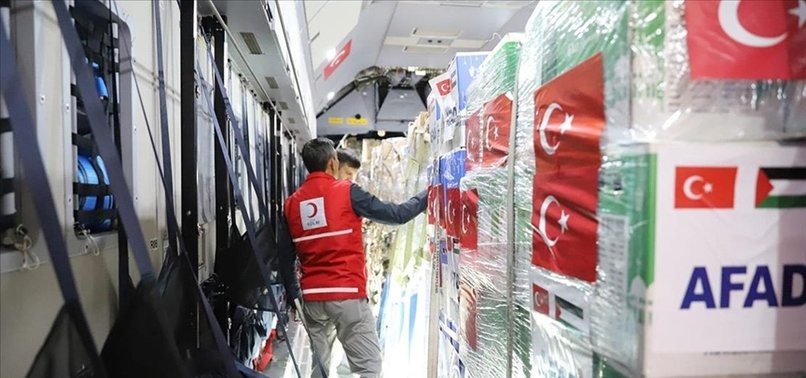 PLANES CARRYING TURKISH HUMANITARIAN AID FOR GAZA LAND IN EGYPT