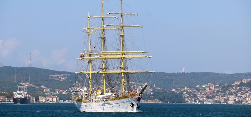 HISTORIC MILITARY TRAINING SHIP PASSES THROUGH BOSPORUS